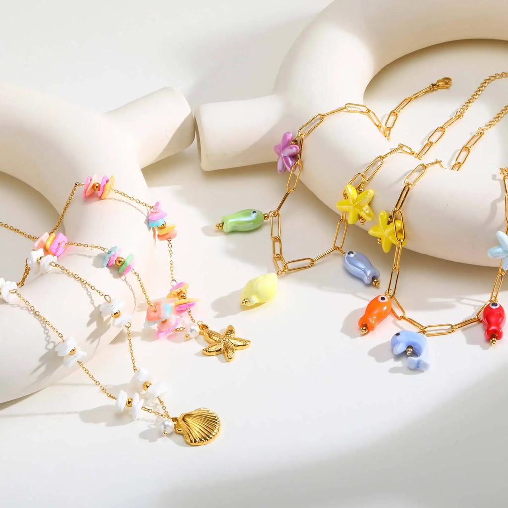 Sea Shell Necklace – Conch & Starfish Stainless Steel Pendant Pendant Necklace SPOT