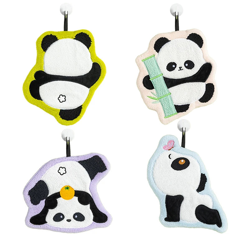 Cute Panda Hand Towel – Soft Coral Fleece, Quick-Dry Hand Towel SPOT