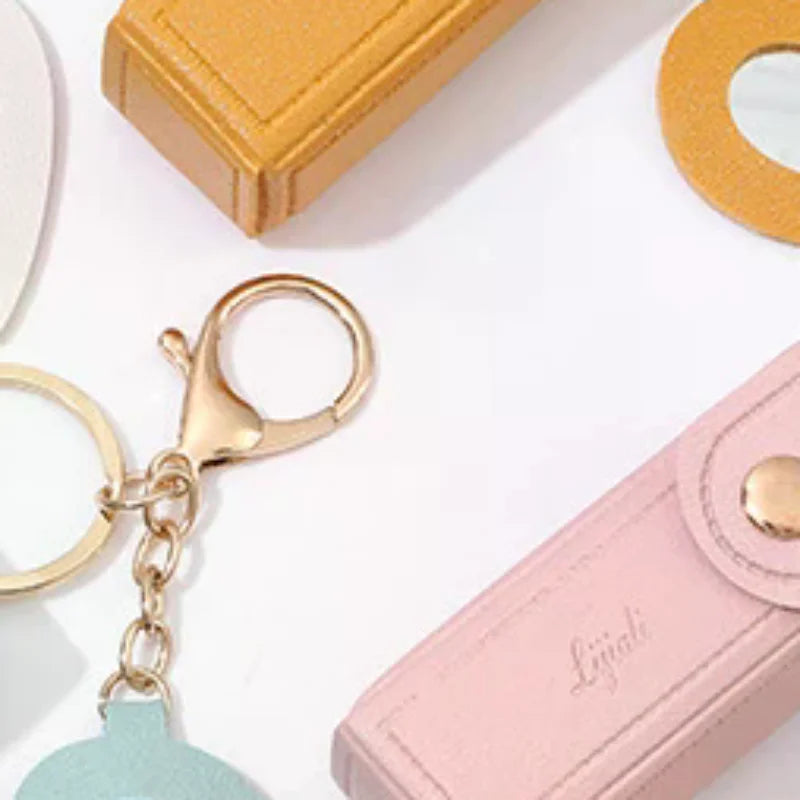 Lipstick Keychain Holder Bag with Mini Mirror – Portable Lipstick Keychain Bag SPOT