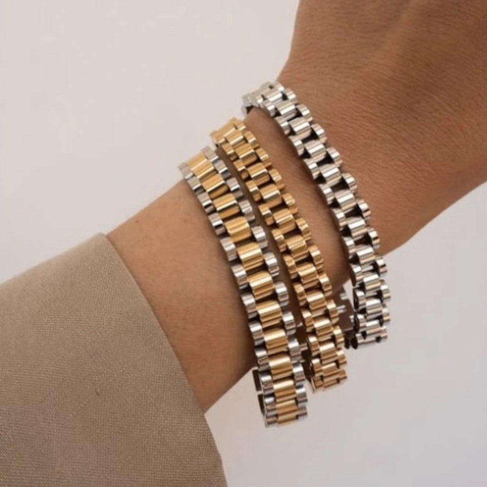 Meaeguet Presidential Link Bracelet – Stainless Steel, Gold/Silver Link Chain Bracelet SPOT