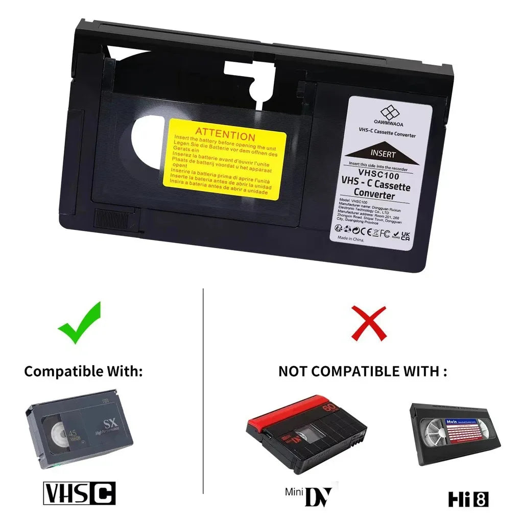 VHS to VHSC Converter Box – Analog Video Tape Adapter Video Tape Adapter SPOT A