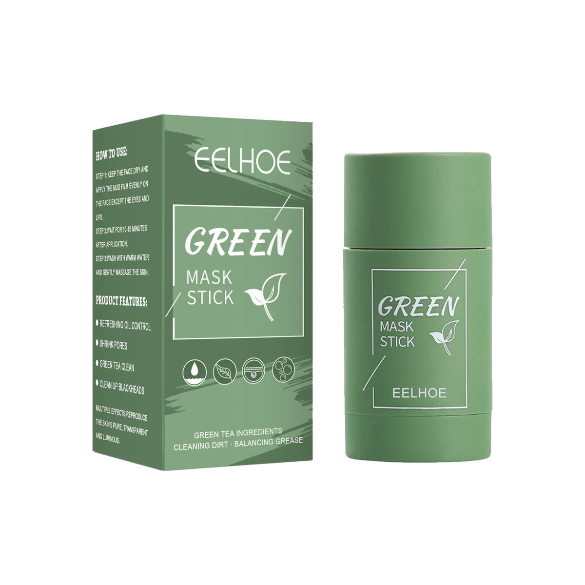 Eelhoe Green Tea Solid Face Mask Stick – Cleanse & Moisturize Face Mask Stick SPOT 1Pcs
