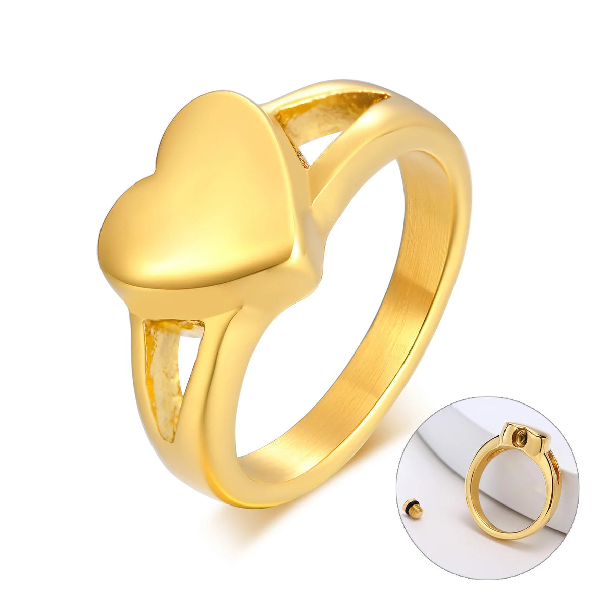 Women's Personalized Heart Name Ring – Stainless Steel Personalized Ring SPOT no engraving black 7