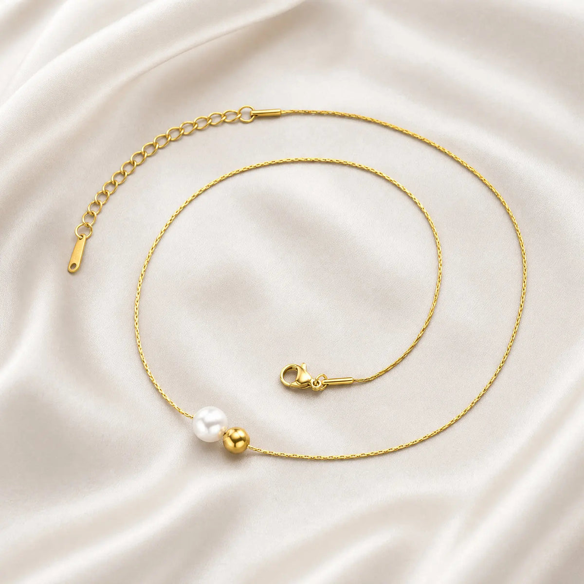 Pearl Gold Ball Pendant Necklace – 18K PVD Stainless Steel Pendant Necklace SPOT