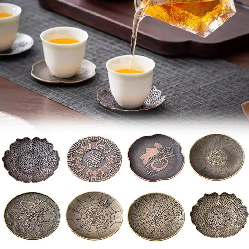 Antique Alloy Teacup Coaster – Zen Kung Fu Tea Ceremony Mat Tea Ceremony Coaster SPOT