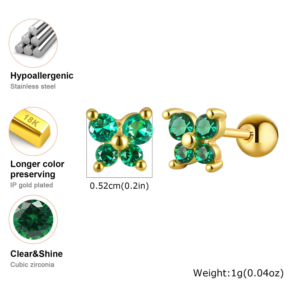 Butterfly CZ Stud Earrings – Hypoallergenic Stainless Steel Stud Earrings SPOT