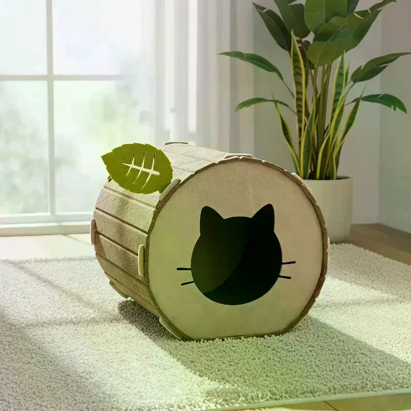 Felt Cat Cave Bed – Tree Stump Hideout for Indoor Cats Cat Cave Bed SPOT
