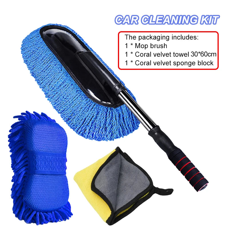 3-Piece Car Cleaning Set – Microfiber Mop, Towel & Sponge Car Cleaning Kit SPOT 3PCS