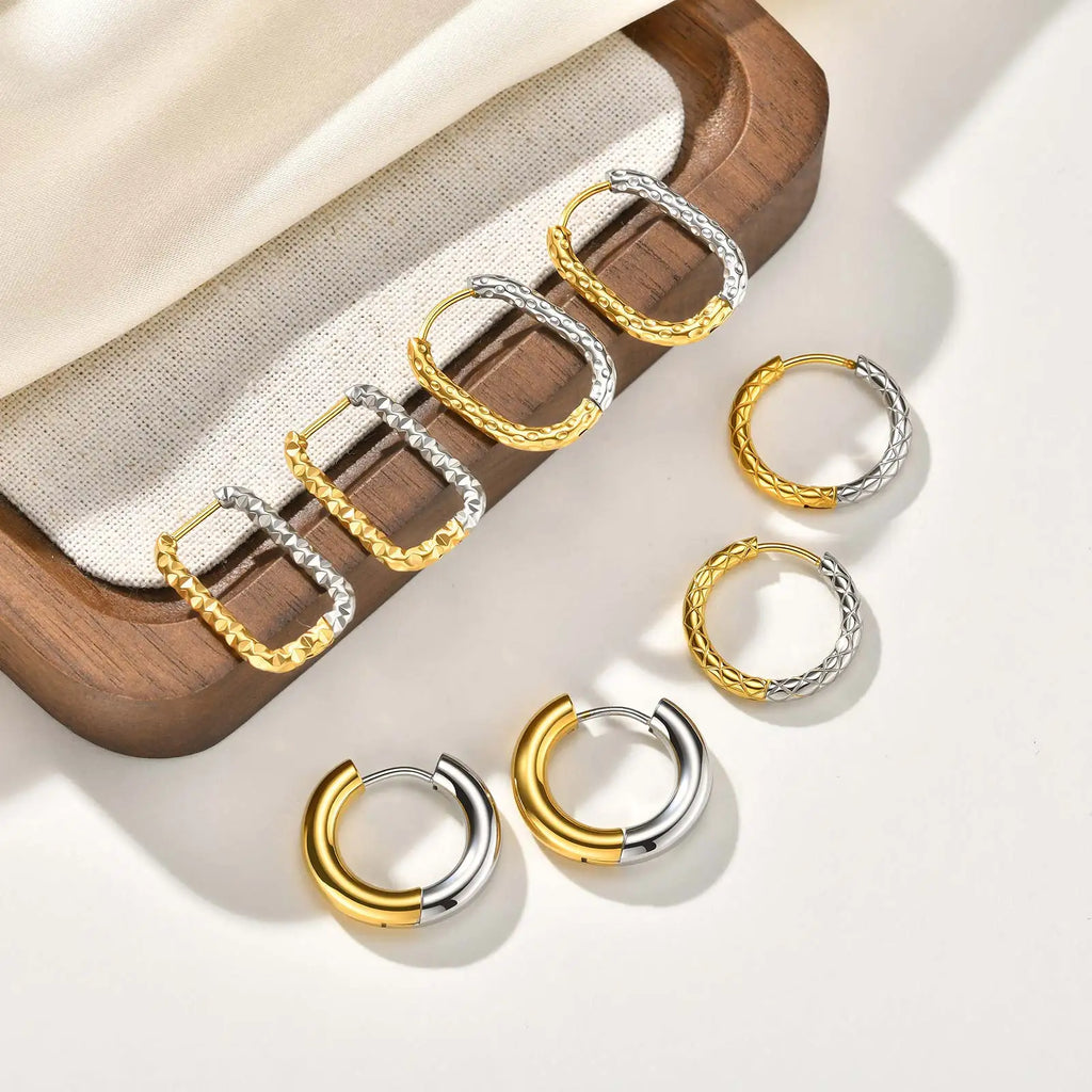 18K Gold Plated Two-Tone Stainless Steel Dangle Earrings Dangle Earrings SPOT
