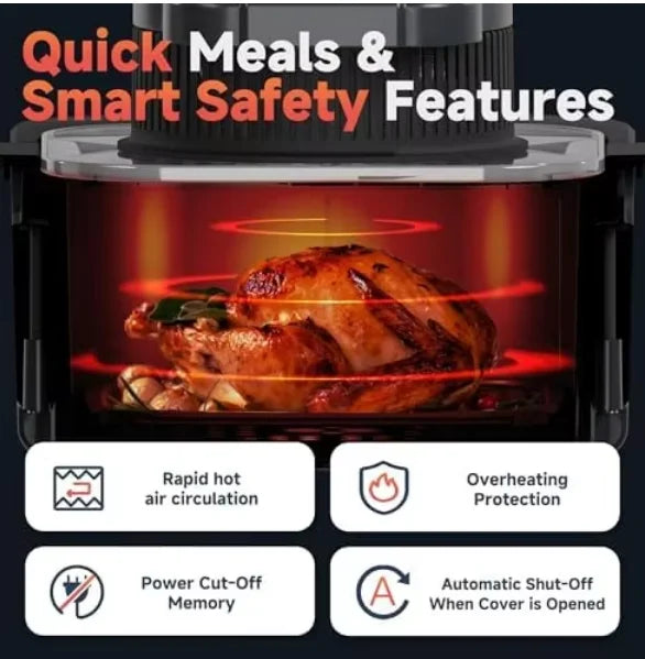 DUTRIEUX 6-in-1 Digital Air Fryer Toaster Oven 5–6L 1350W Air Fryer Toaster Oven SPOT