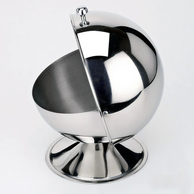 Stainless Steel Spherical Sugar Bowl with Flip-Top Lid Sugar & Condiment Jar SPOT