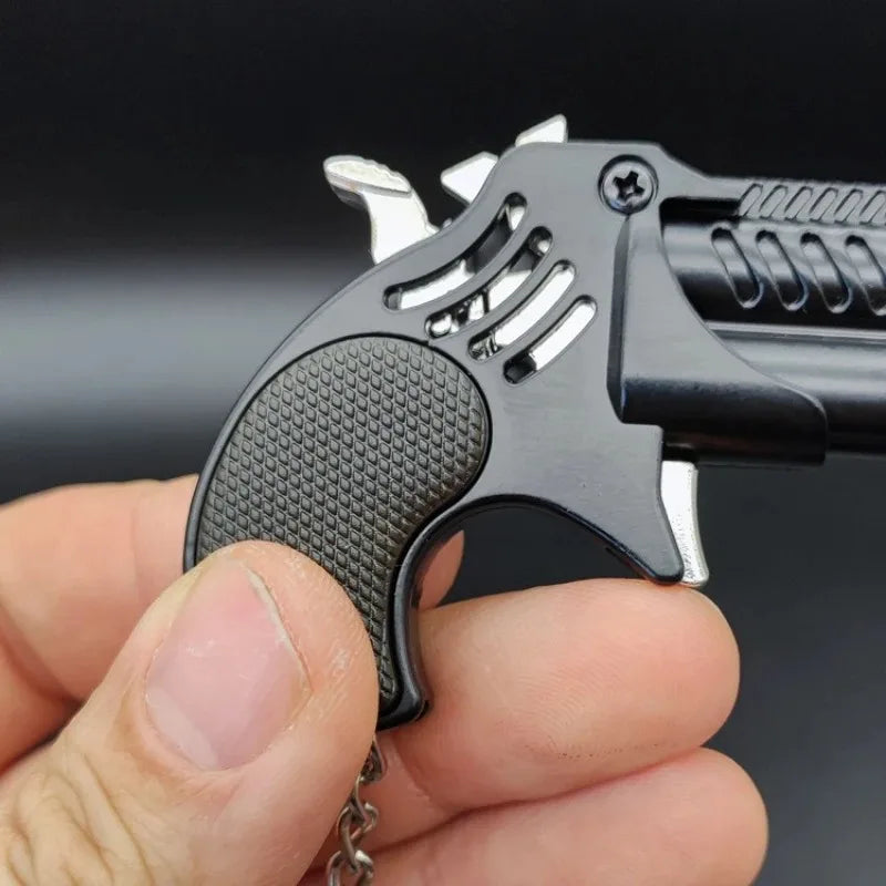 Mini Metal Rubber Band Launcher Pistol Keychain Toy Gift Novelty Keychain Toy SPOT