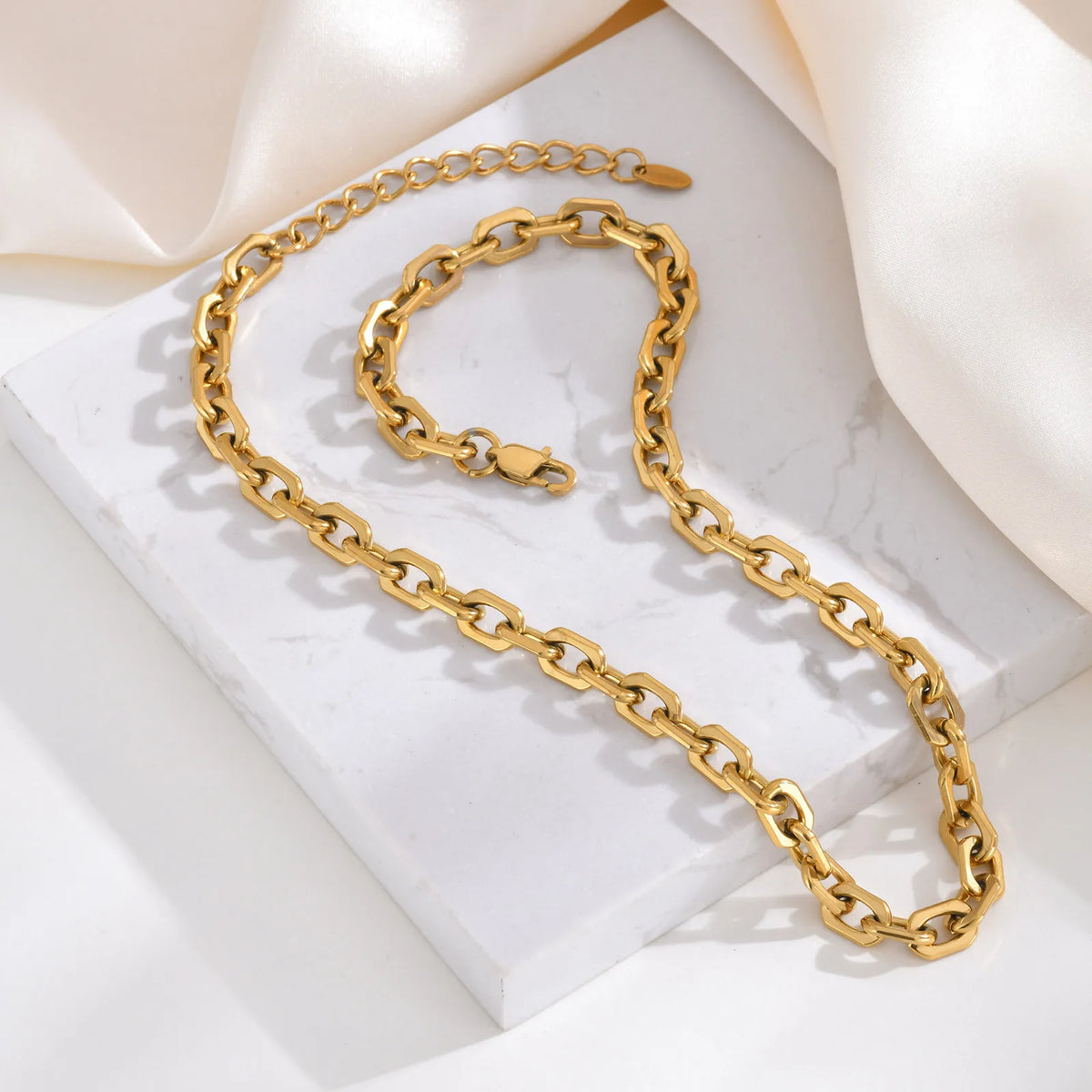Chunky Paperclip Link Chain Choker Necklace – Stainless Steel Chain Choker Necklace SPOT