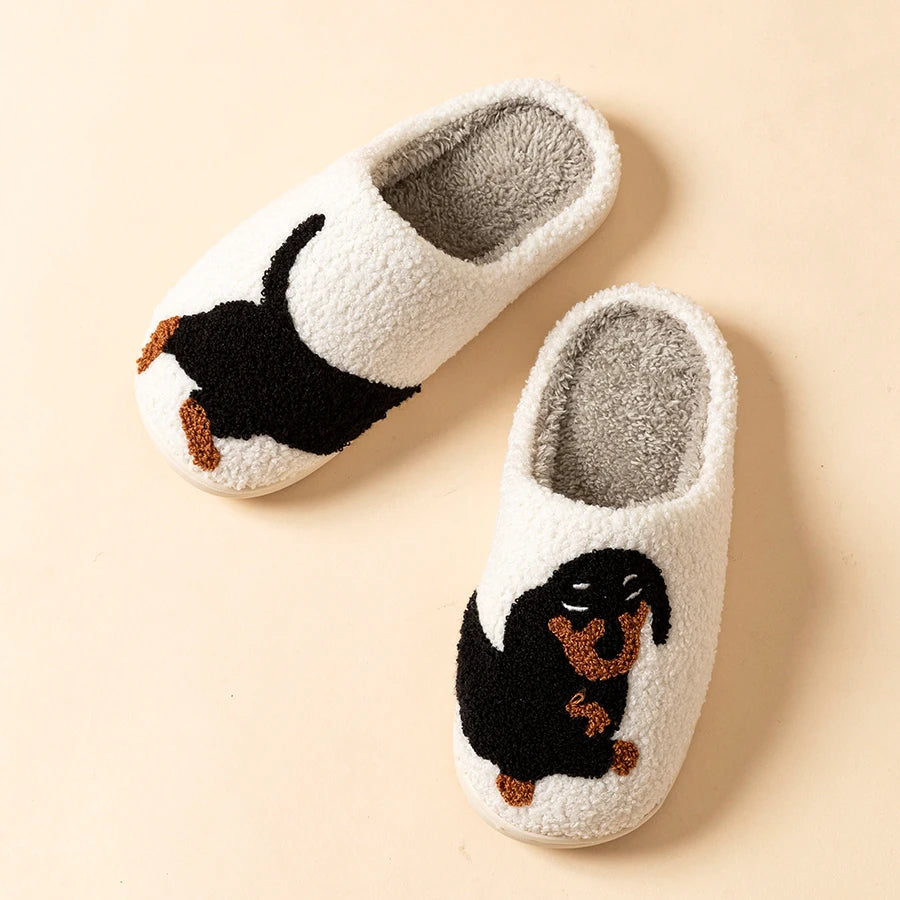 Dachshund Dog Women's Indoor Slippers – Cozy Winter Cotton Women's Indoor Slippers SPOT