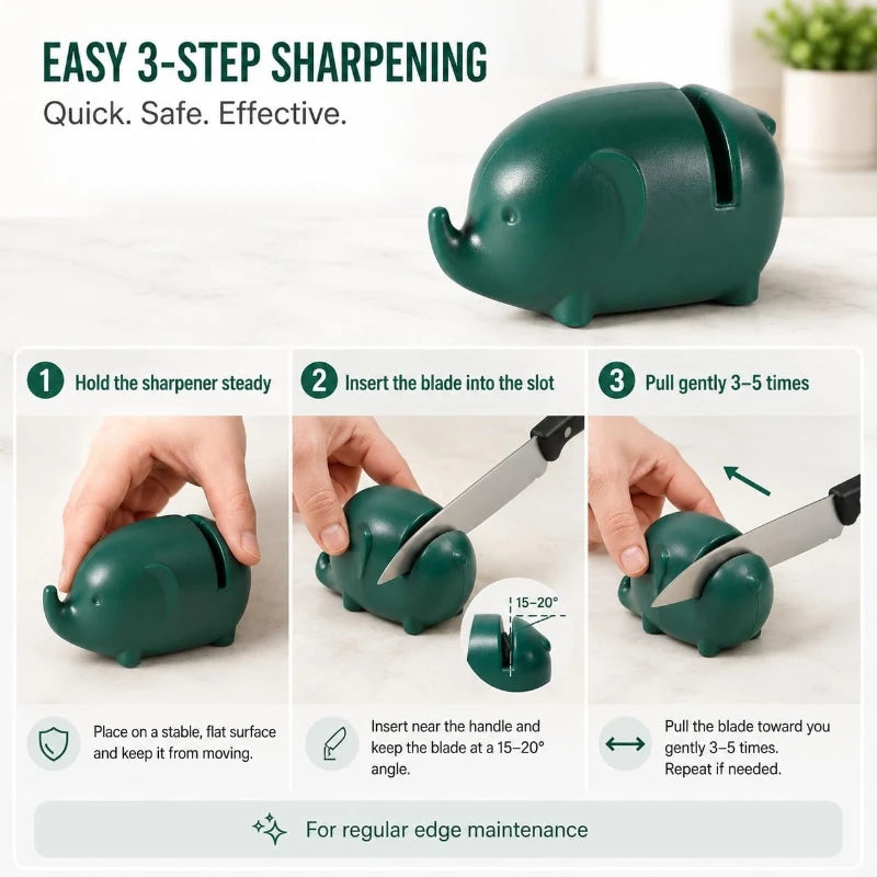 2-Pack Elephant Knife Sharpener – Manual Kitchen Sharpener Manual Knife Sharpener SPOT