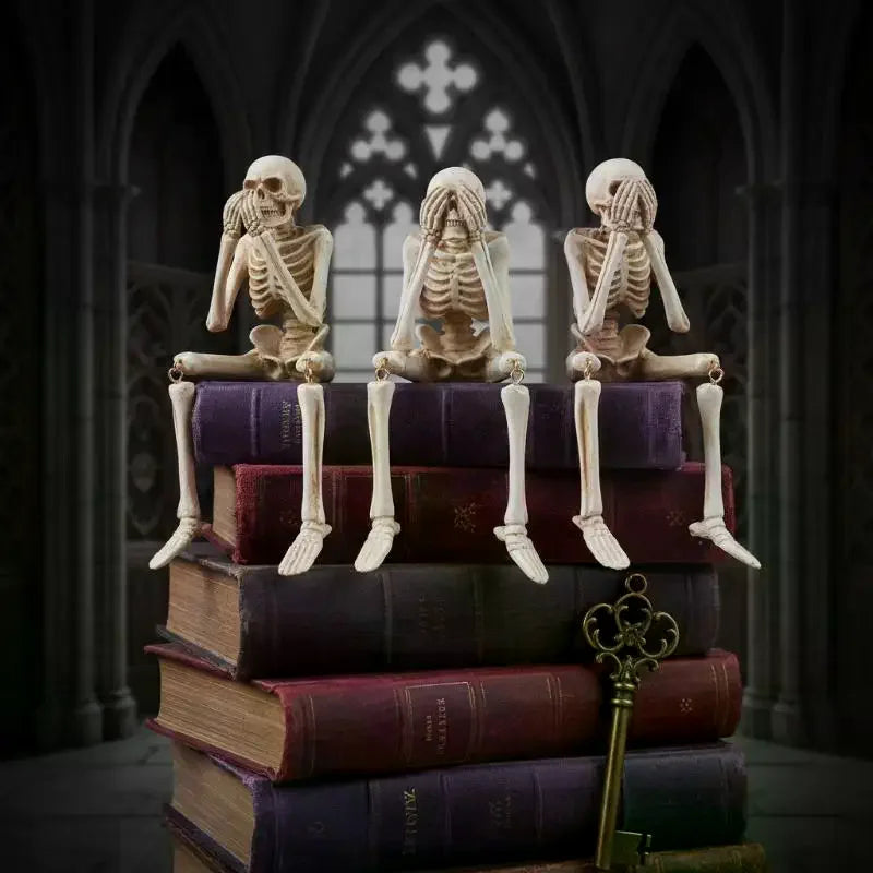 Halloween Skeleton Figurines 3-Pc See Hear Speak No Evil Shelf Sitter Halloween Figurine Set SPOT