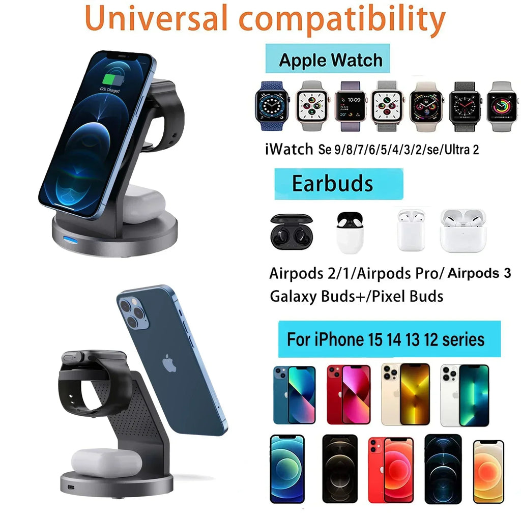 VIKEFON 3-in-1 MagSafe Wireless Charging Station – iPhone iWatch Wireless Charging Station SPOT