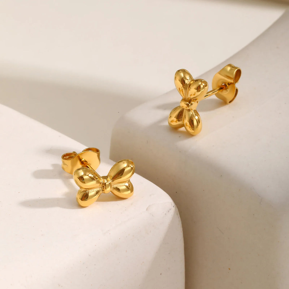 Bowknot Stud Earrings – Gold Stainless Steel Hypoallergenic Stud Earrings SPOT