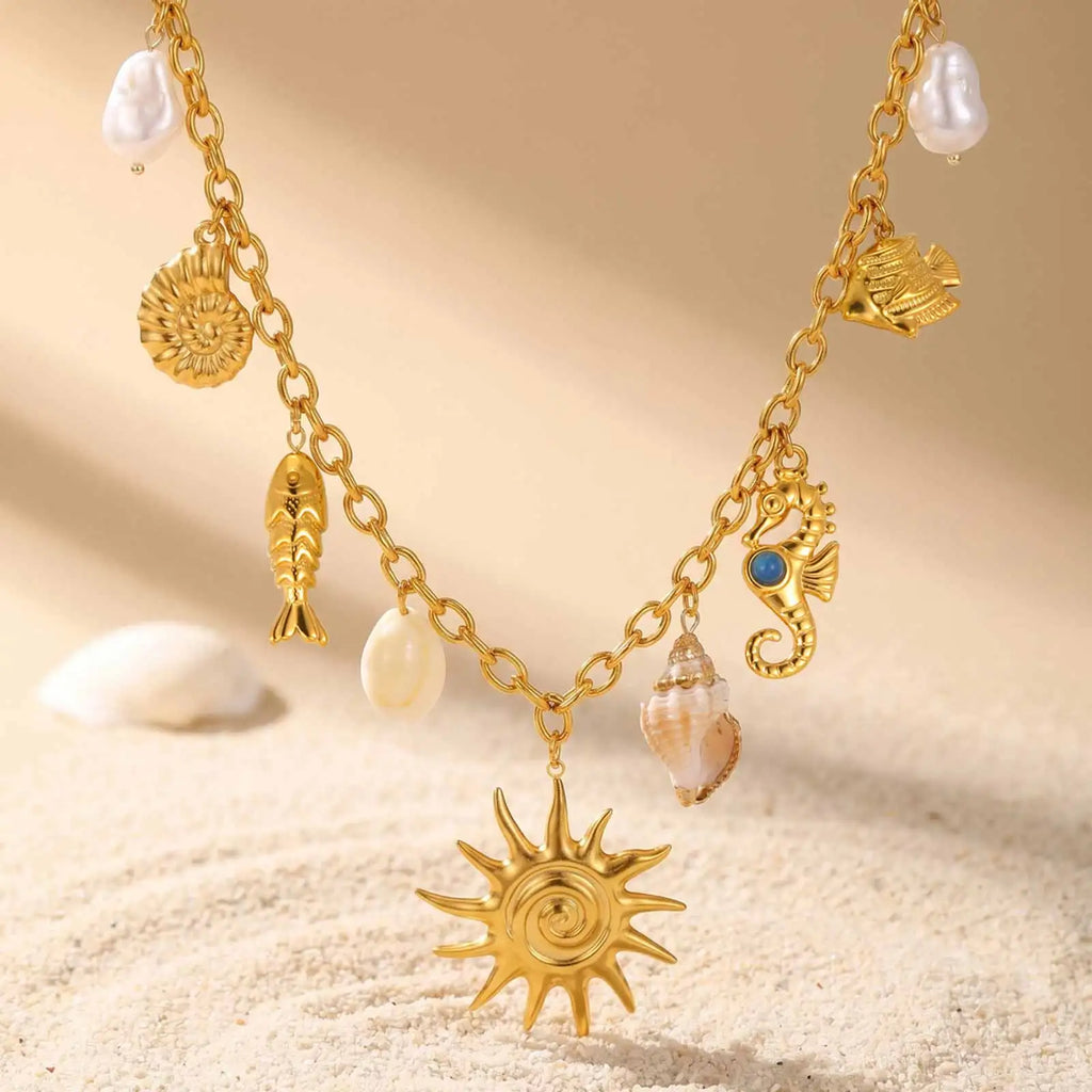 Ocean Charm Pendant Necklace – Gold PVD Stainless Steel Pendant Necklace SPOT