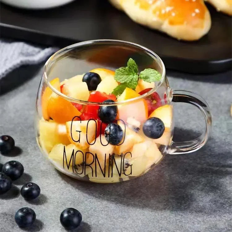 350ml Letter-Print Glass Coffee & Tea Mug with Handle Glass Coffee Mug SPOT Black Label 350ml