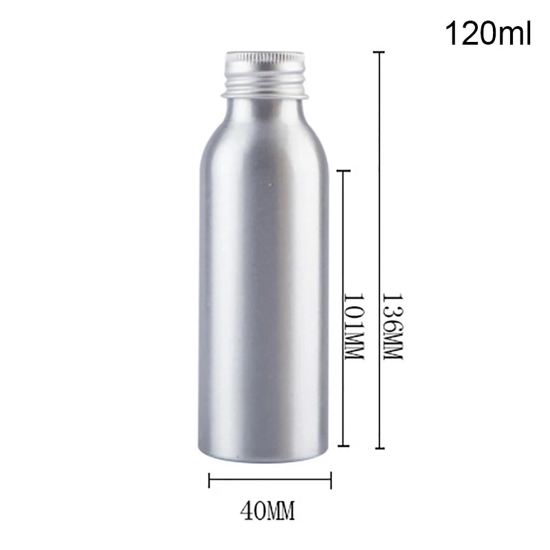Silver Aluminum Refillable Bottle 30ml–250ml | Screw Cap Refillable Travel Bottle SPOT 120ml