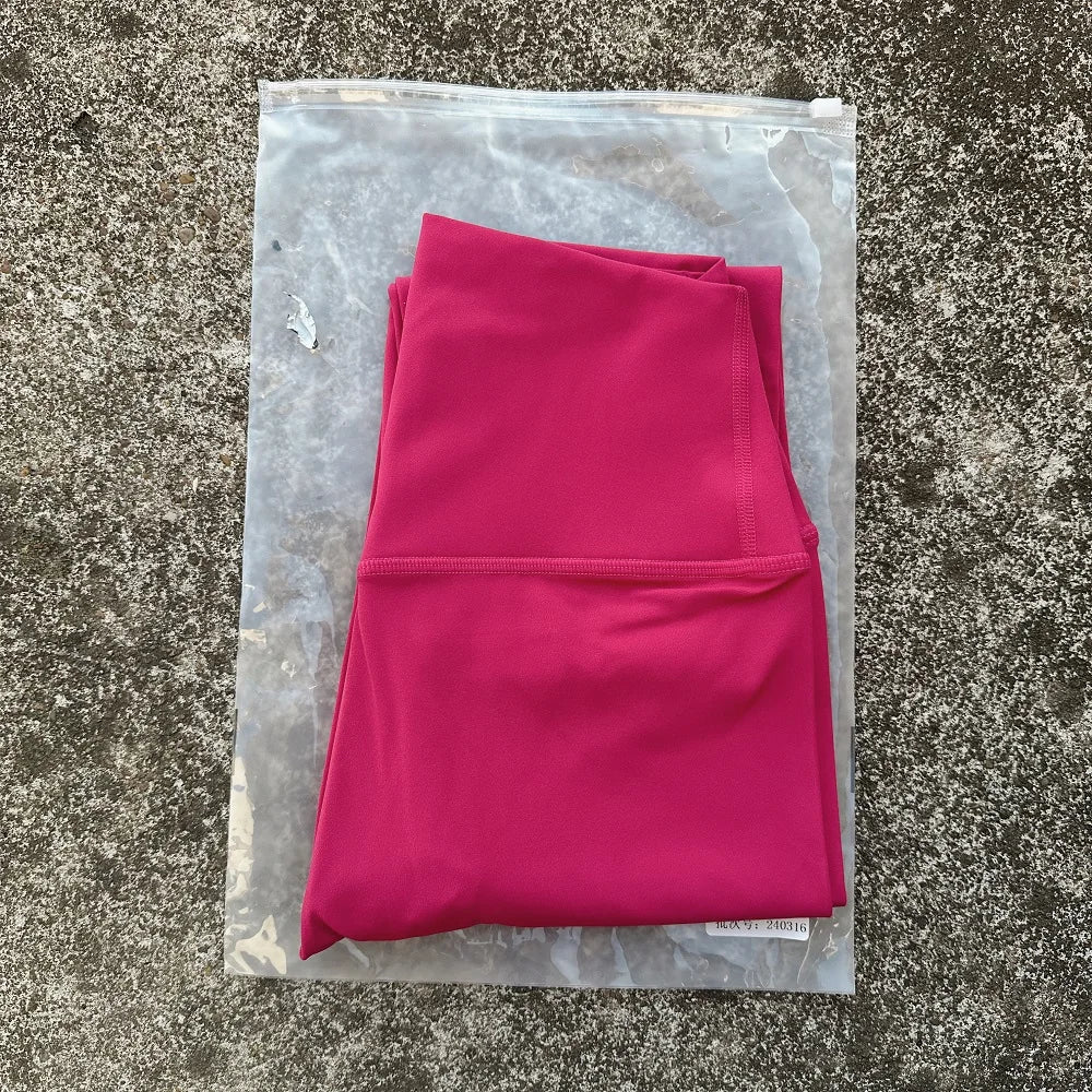 Women's High Waist Yoga Leggings with Back Pocket – Butter Soft Yoga Leggings SPOT Wild berry color L