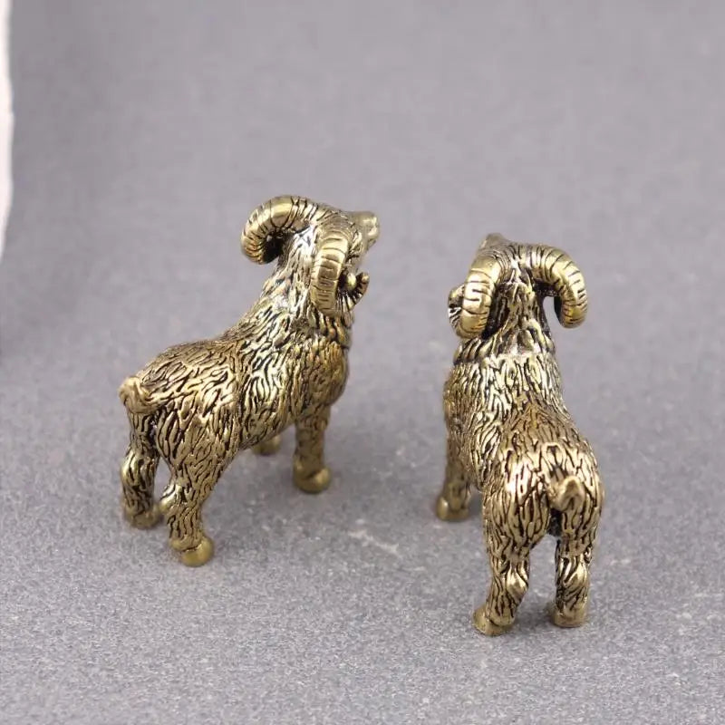 Vintage Solid Brass Goat Mini Figurine – Hand-Carved Ornament Brass Figurine SPOT