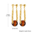 Gold Plated Tiger Eye & Pearl Beaded Drop Earrings – Meaeguet Beaded Dangle Earrings SPOT EBD-639G