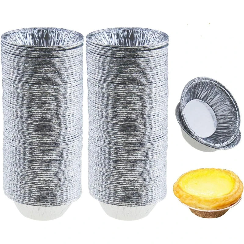200-Pack Disposable Aluminum Foil Tart Molds – Round Baking Cups Foil Tart Molds SPOT Default Title