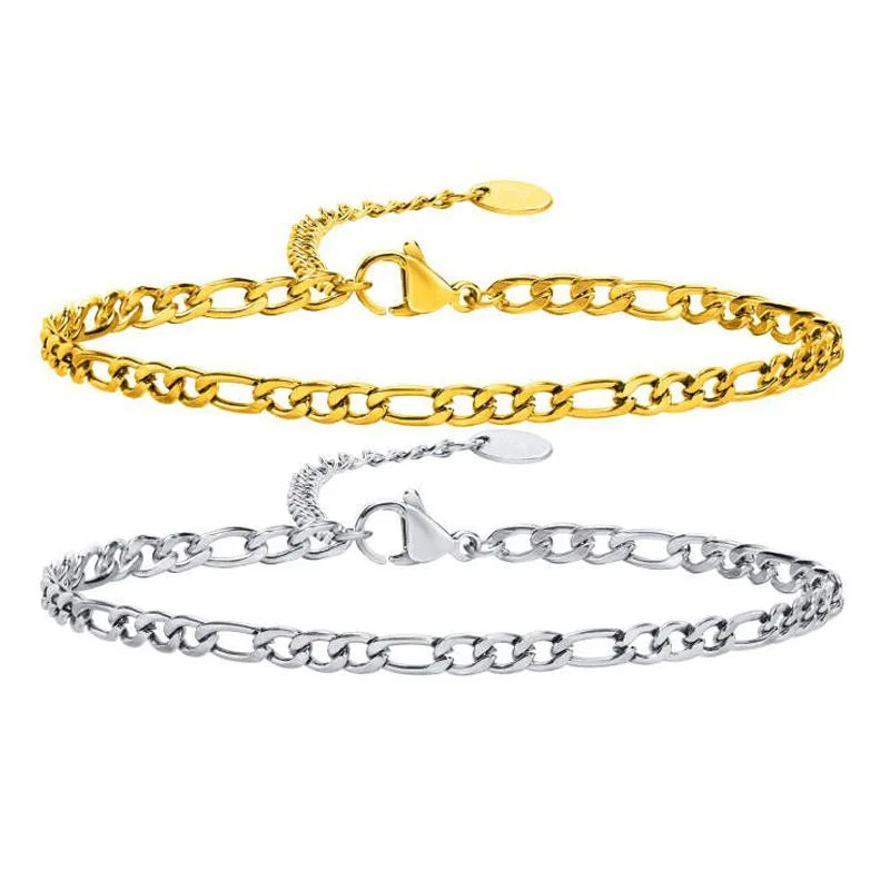 3mm Figaro Chain Bracelet – Gold & Silver Stainless Steel Women Chain Link Bracelet SPOT