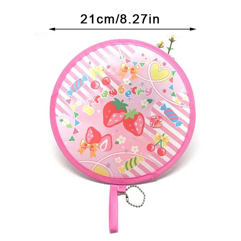 Foldable Round Hand Fan – Colorful Print & Hanging Chain Foldable Hand Fan SPOT