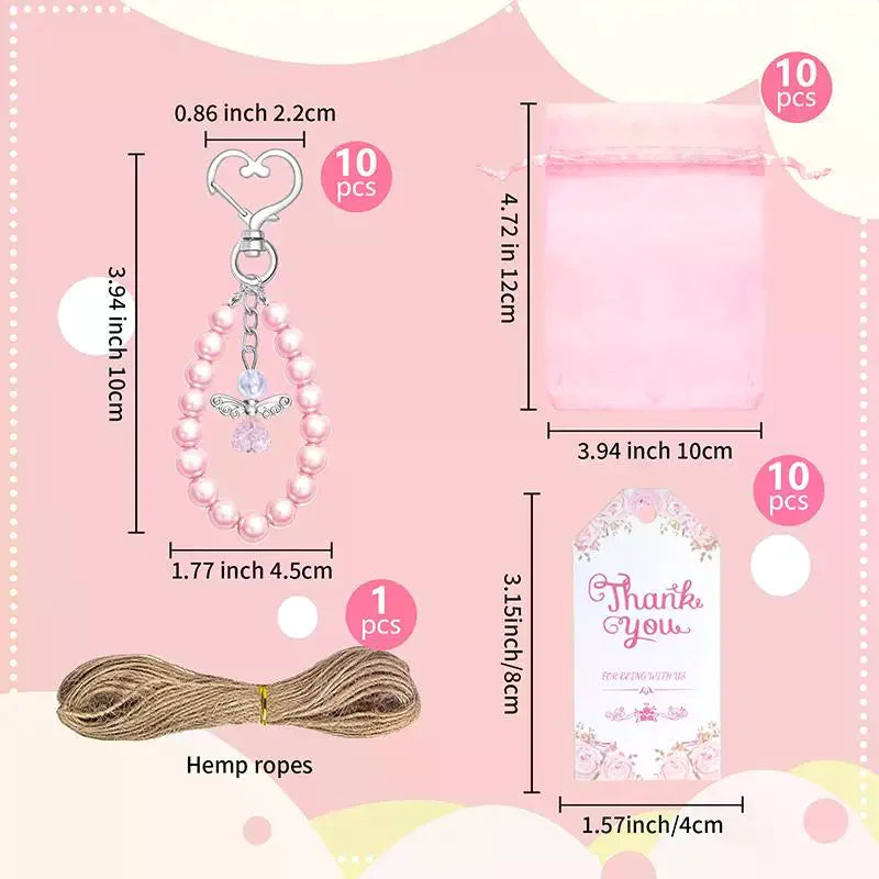 Angel Keychain Favors 10-Set Pearl Guardian Keyring Gift Sets Party Favor Set SPOT