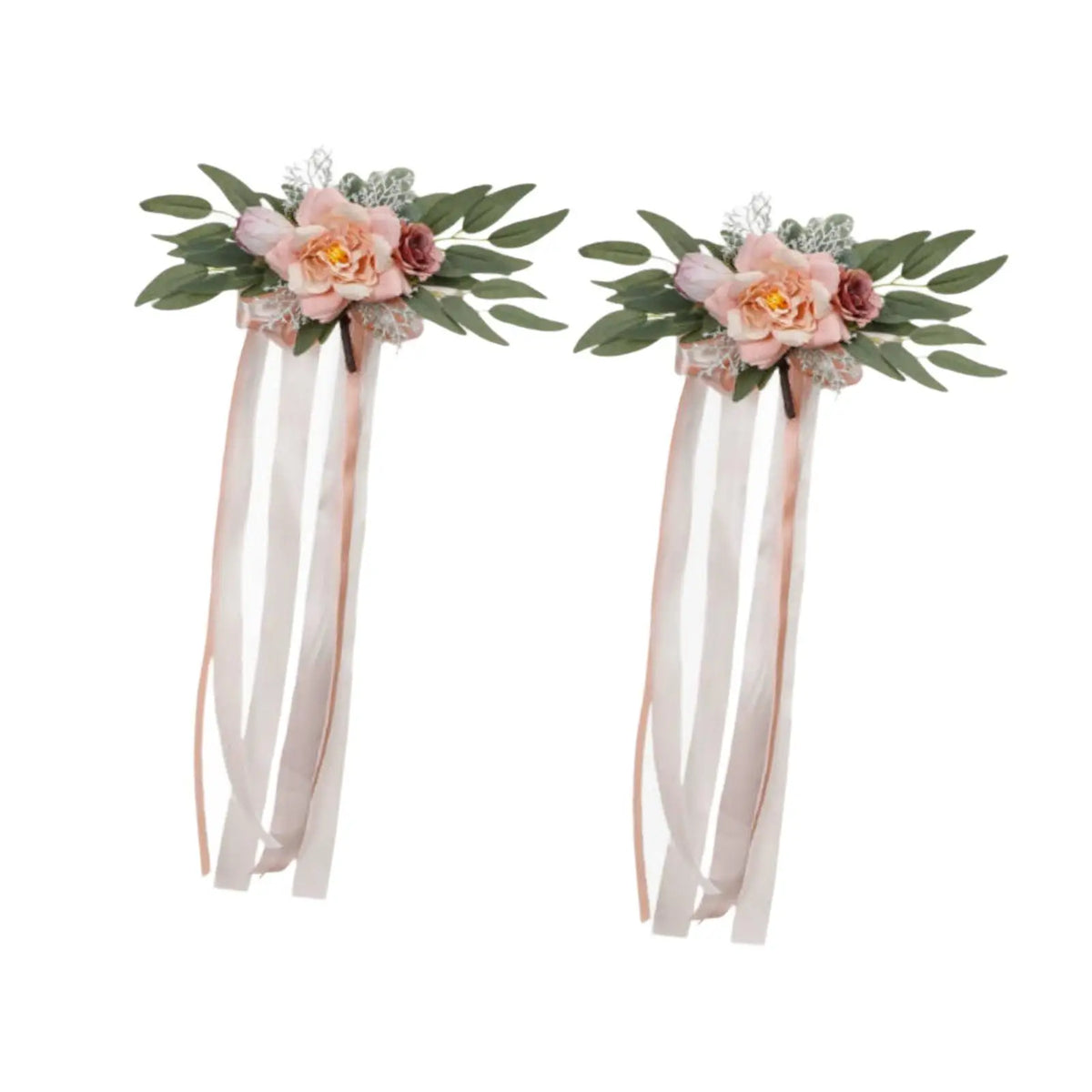 Wedding Aisle Pew Flowers with Ribbons – Artificial Chair Decor Artificial Pew Flowers SPOT