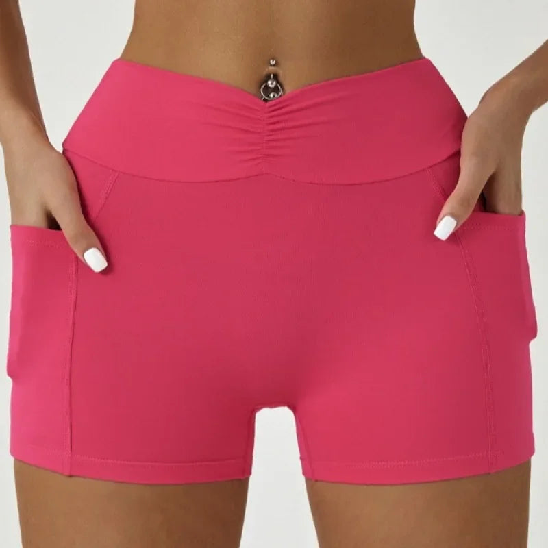 Women's High Waist Scrunch Biker Shorts with Pockets Biker Yoga Shorts SPOT