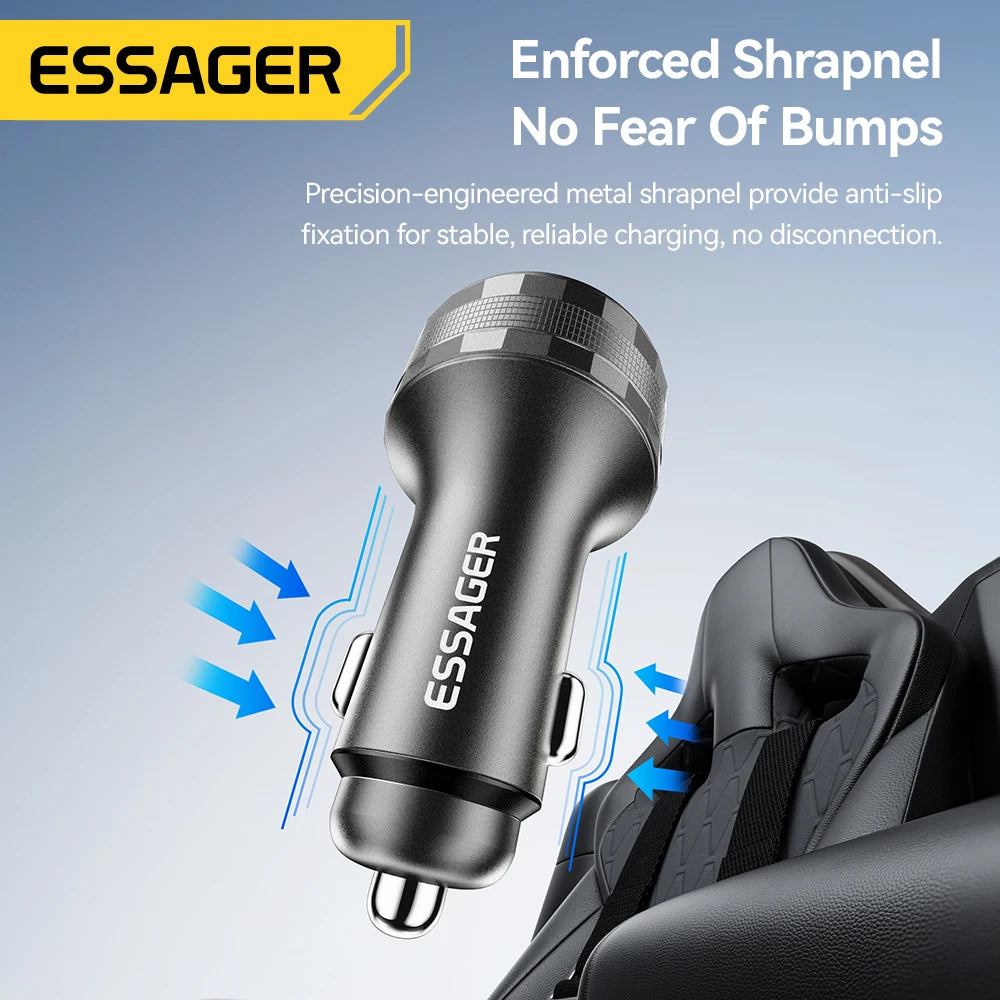 Essager 108W 3-Port Car Charger – PD3.0 & QC3.0 Fast Charge USB Car Charger SPOT