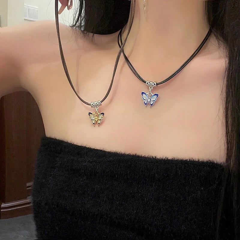 Chinese Retro Braided Rope Choker Necklace – Moon Butterfly Pendant Choker Necklace SPOT