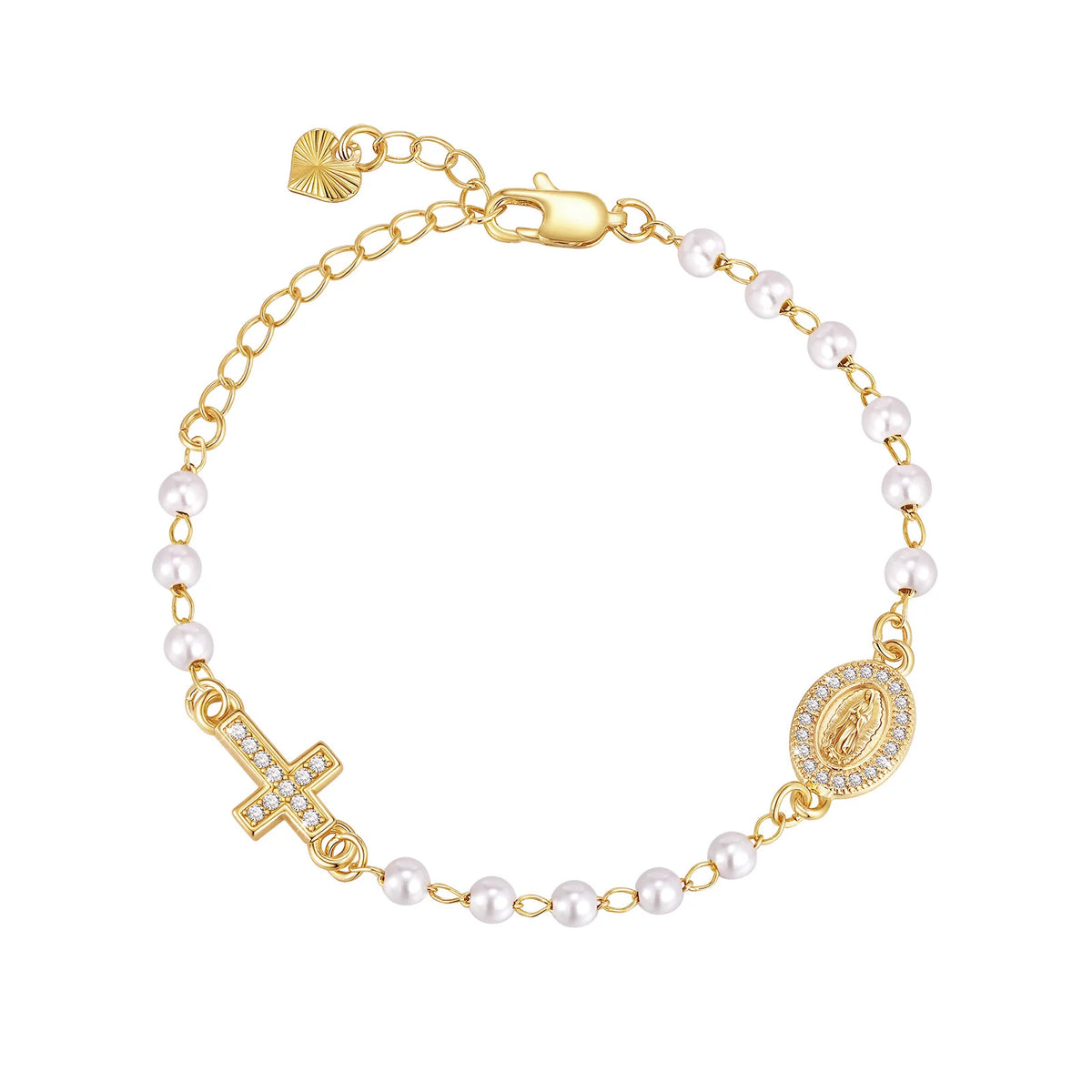 Virgin Mary Rosary Cross Bracelet | Catholic Gift for Women Religious Bracelet SPOT PBR-251G01