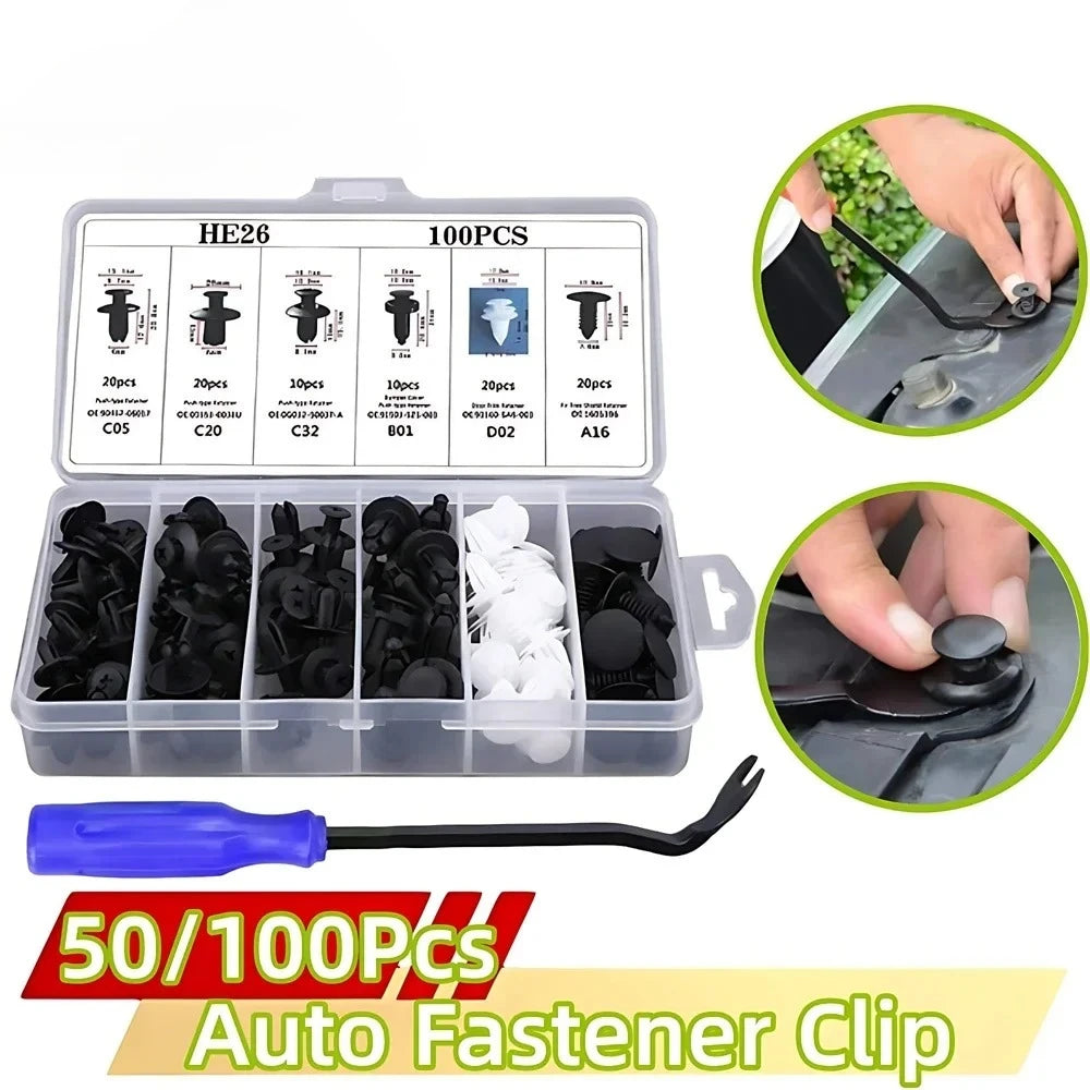 50/100-Pack Car Plastic Retainer Clips – Mixed Push Pin Rivet Set Automotive Retainer Clips SPOT