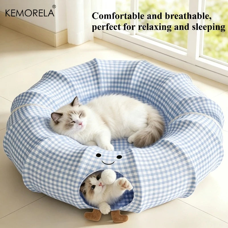 KEMORELA Foldable Cat Tunnel Bed – Washable & Multi-Use Cat Tunnel Bed SPOT