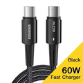 Essager 240W USB-C Fast Charge Cable 6A Braided | 1m & 2m USB-C Charging Cable SPOT 60W Black 2m