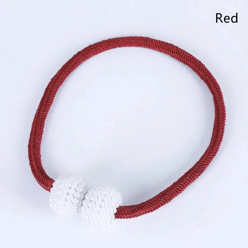 Magnetic Curtain Tie Back Clips – Pearl Ball Buckle Holders Curtain Tie Backs SPOT Red 1Pcs