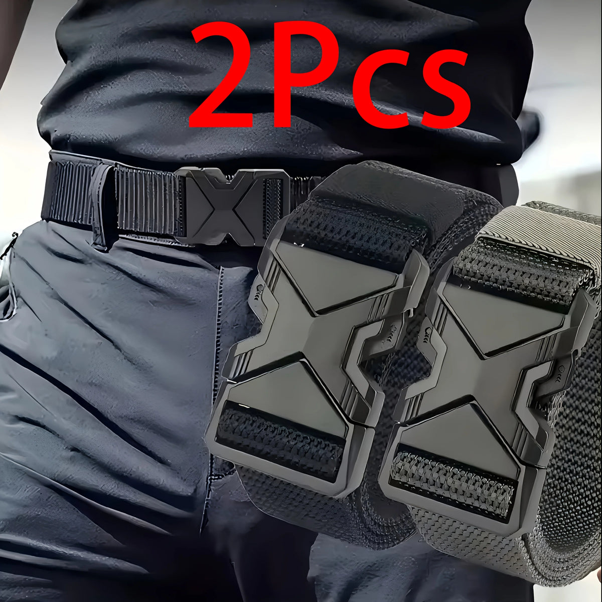 2-Pack Nylon Canvas Sports Belt – Unisex Plastic Buckle Waistband Nylon Canvas Belt SPOT