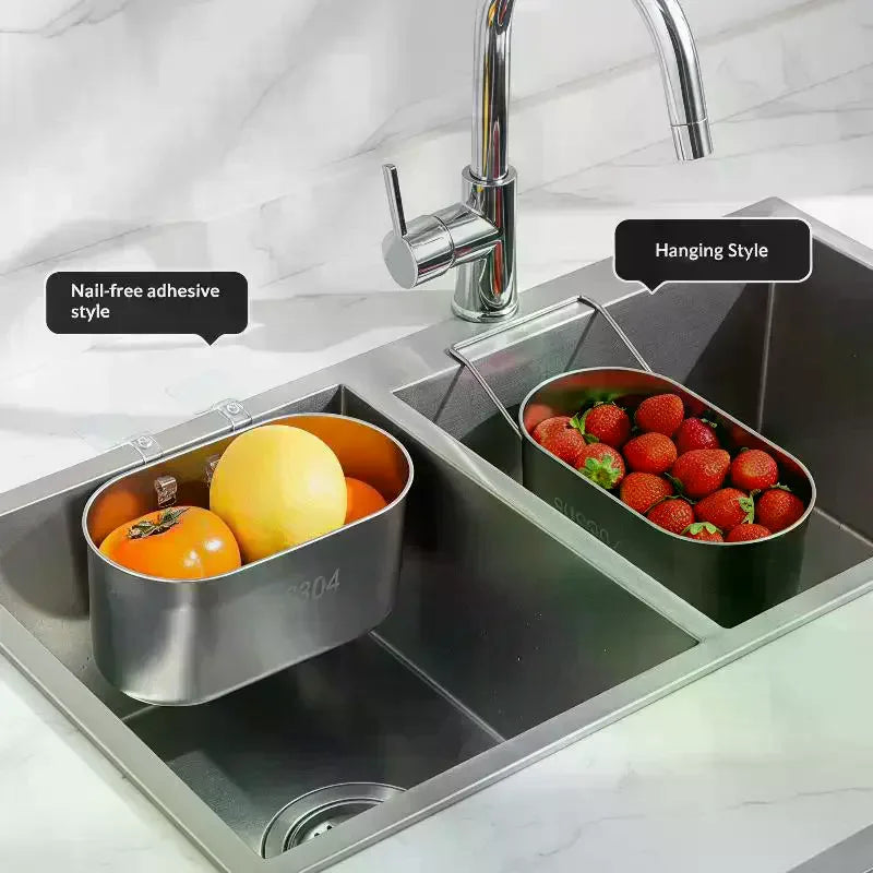 SUS304 Stainless Steel Sink Drain Basket – Dual Install Sink Drain Basket SPOT