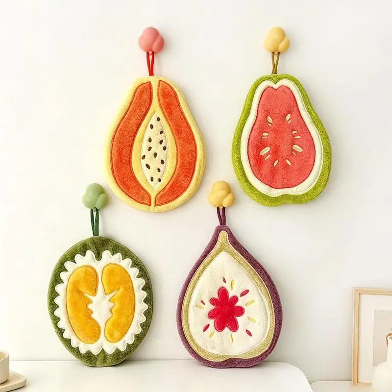 Hanging Absorbent Hand Towel – Fruit Coral Fleece, Kitchen & Bath Hanging Hand Towel SPOT