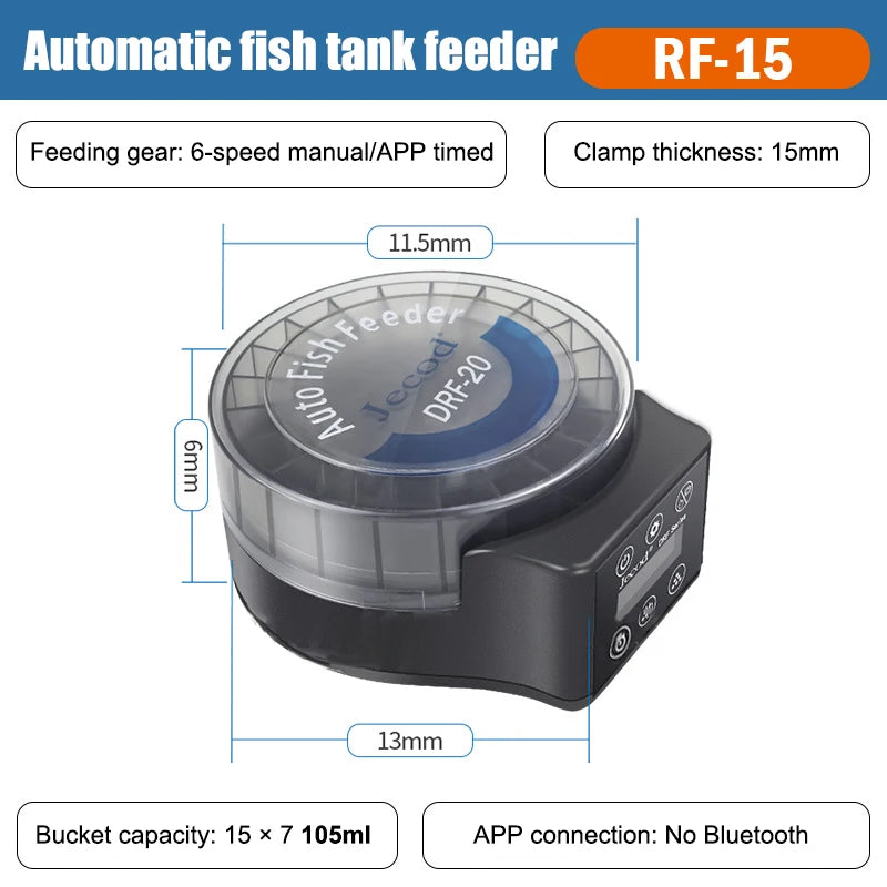Automatic Fish Tank Feeder – Bluetooth App Timer & Dispenser Automatic Fish Feeder SPOT RF15 Regular