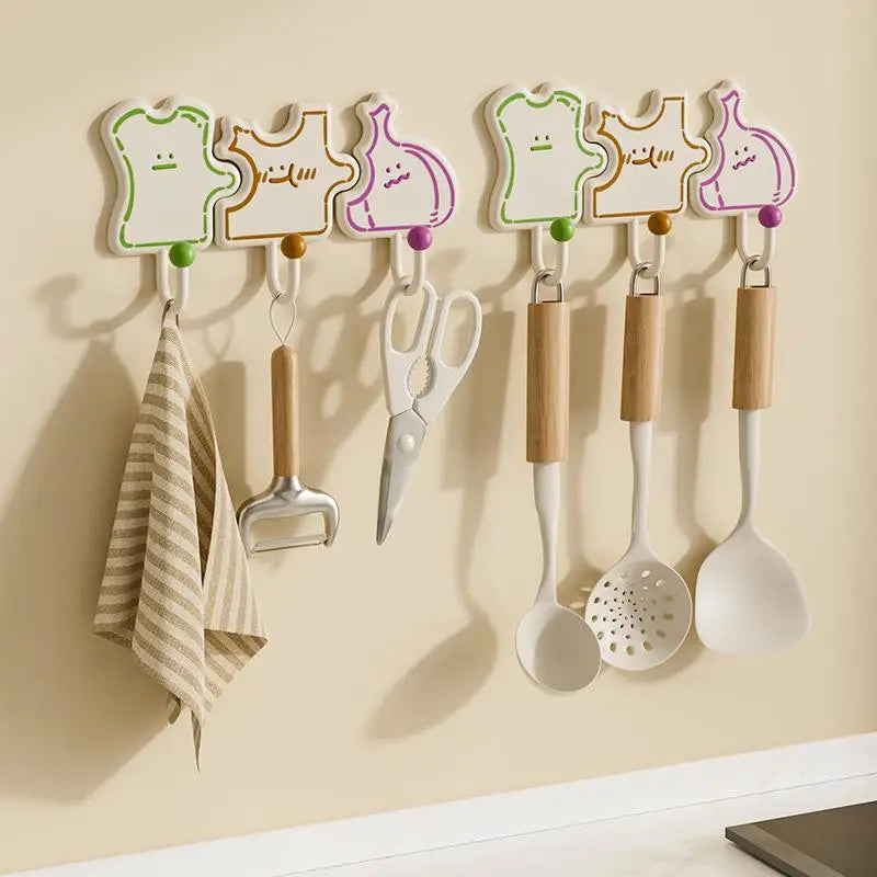 3-Pack Cartoon Food Adhesive Wall Hooks – No-Drill Kitchen Adhesive Wall Hooks SPOT