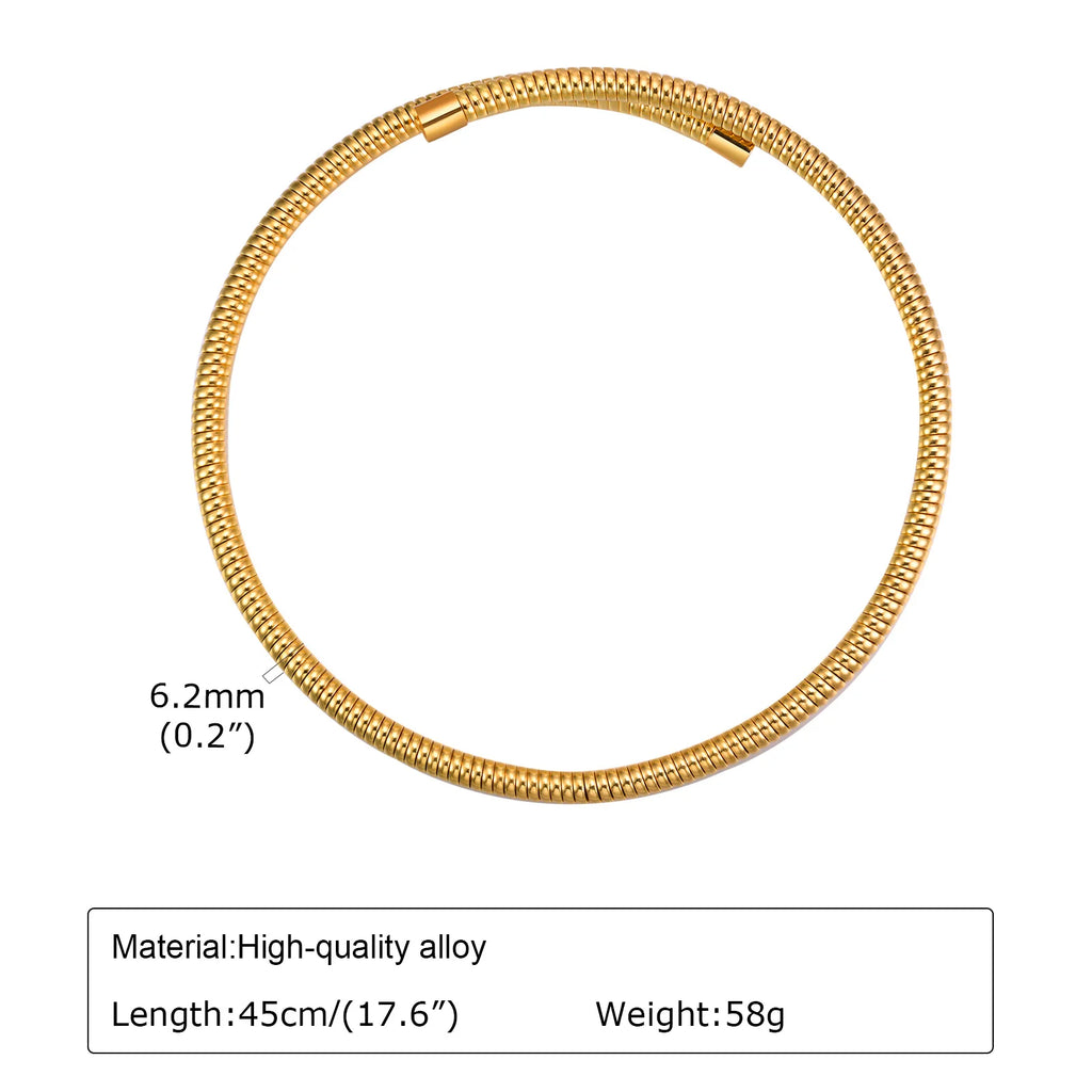 Punk Snake Choker Torques Necklace – Gothic Gold Chain Collar Choker Necklace SPOT Necklace-Gold-45cm