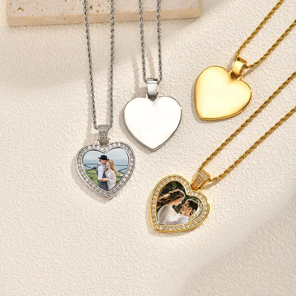 Personalized Photo Heart Necklace – Zirconia Pendant for Women Personalized Pendant Necklace SPOT