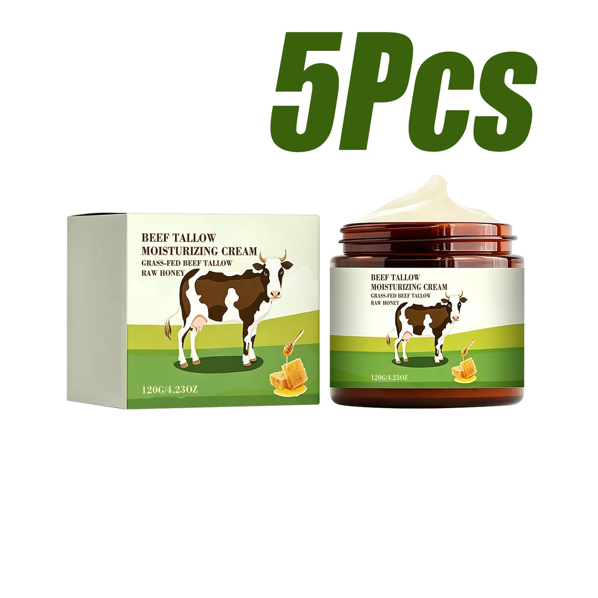 Beef Tallow & Honey Face Body Cream – Moisture Barrier 120g Face & Body Cream SPOT 5Pcs