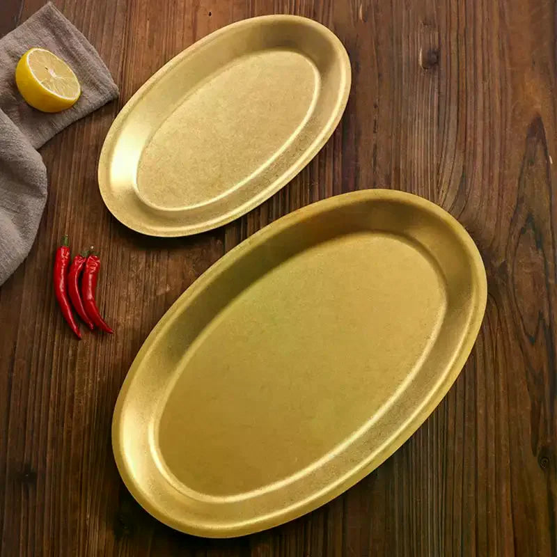 Retro Stainless Steel Oval Serving Plate | Multi-Size Platter Oval Serving Plate SPOT